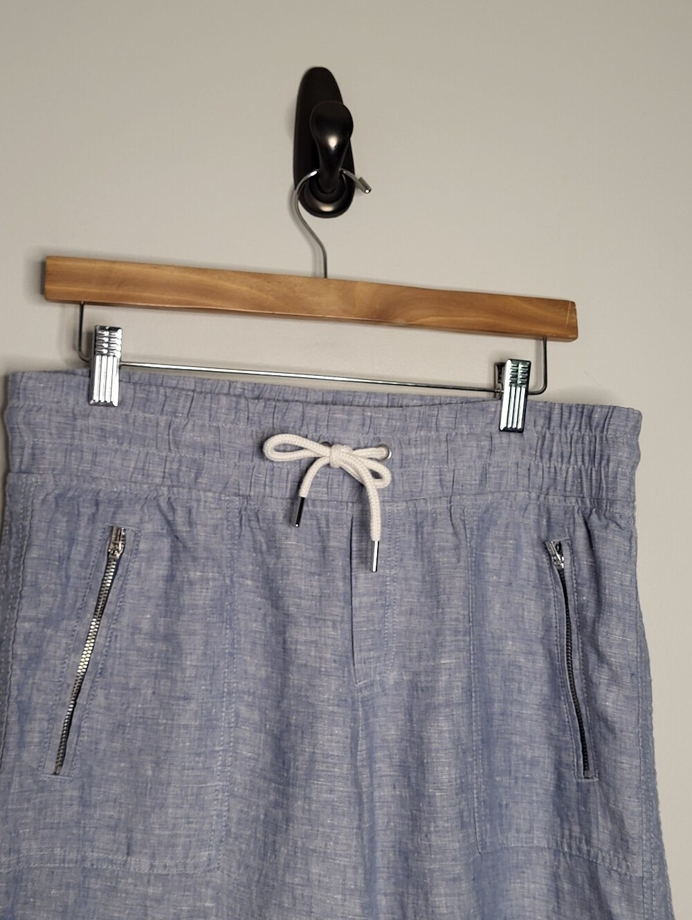 Athleta Cabo Linen Wide Leg Pants Blue Chambray Size 8 - Picture 3 of 13